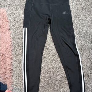Adidas womens Black Leggings with White Stripes